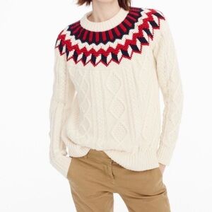J.Crew Cable Knit Fair Isle Ivory Sweater